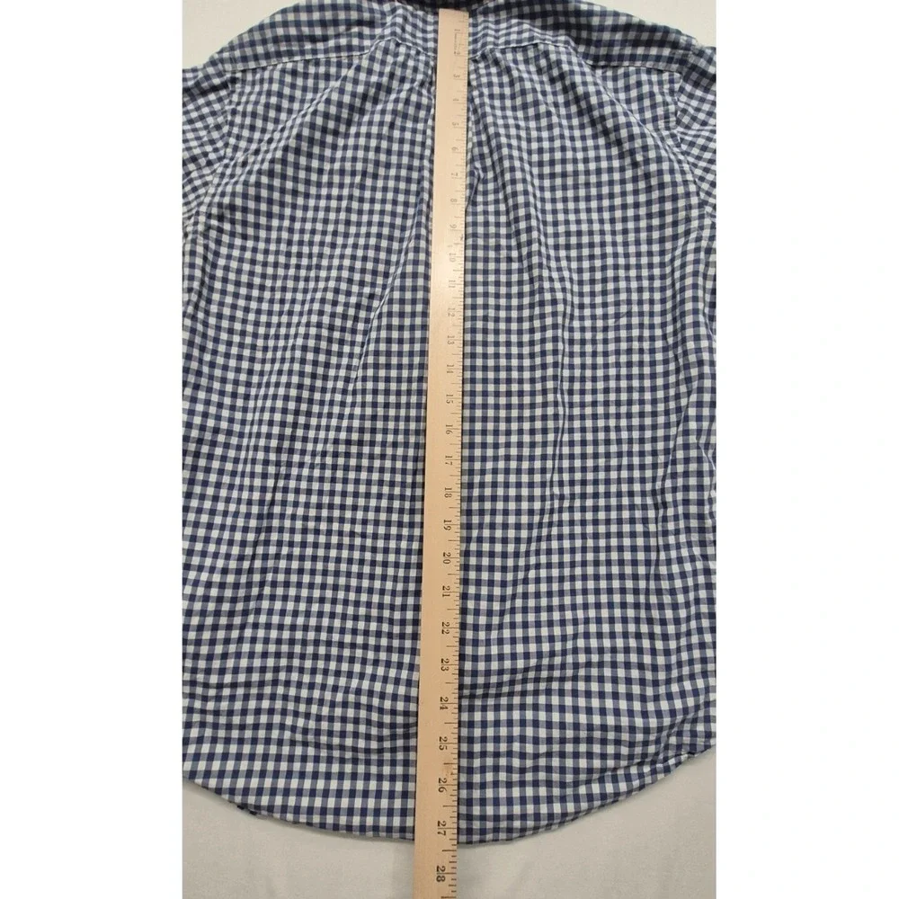 Ralph Lauren Men's‎ blue/white checker shirt Medium Button up Cotton yellow logo